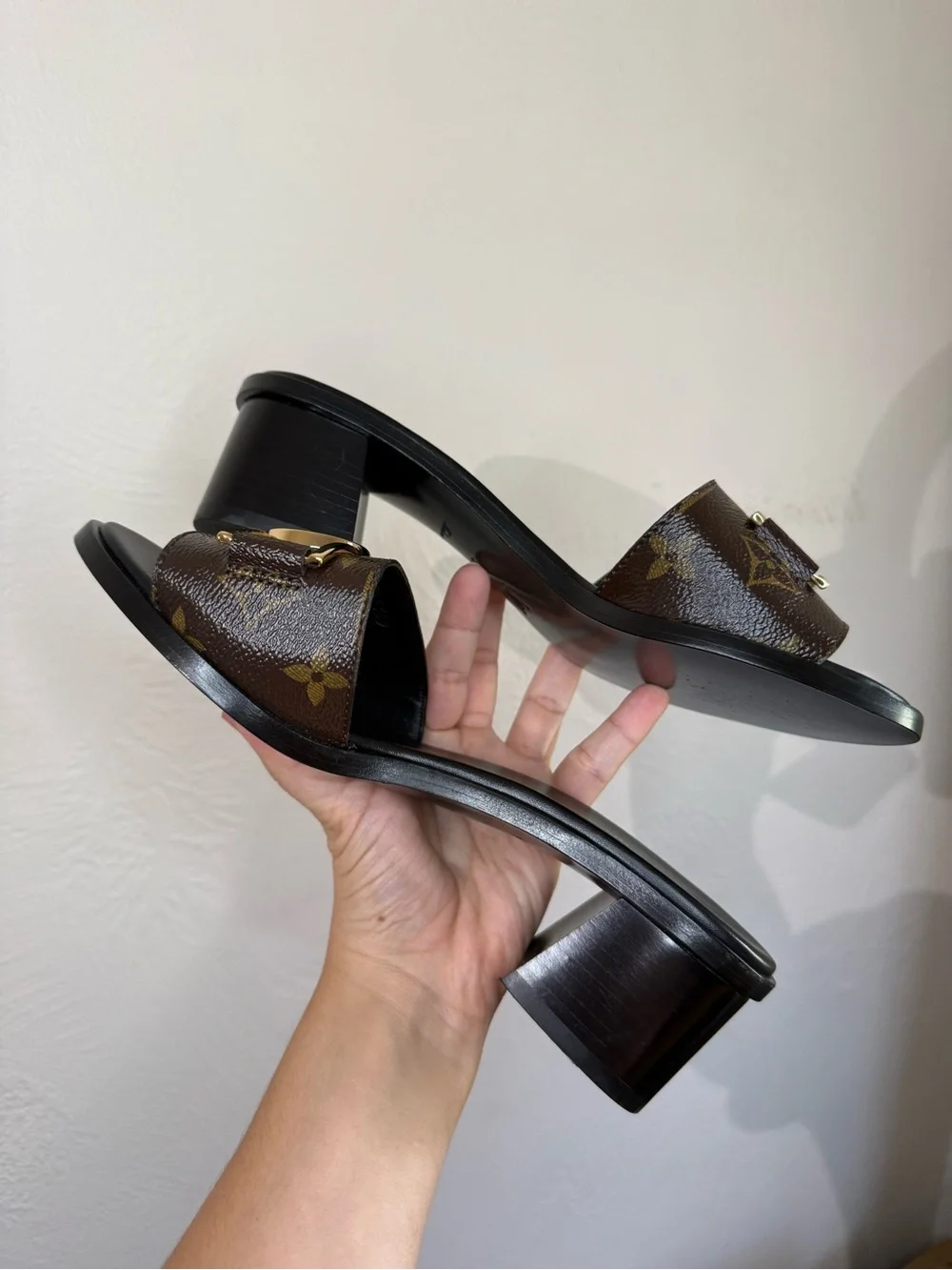 Louis Vuitton LV Frame Mule Cacao Monogram Heels Size 37
